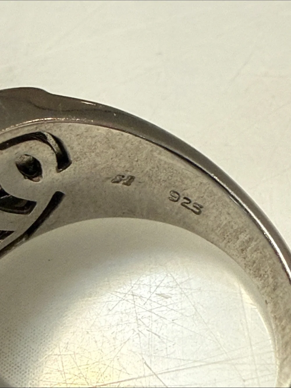 Sterling silver and CZ wide band ring, size 7